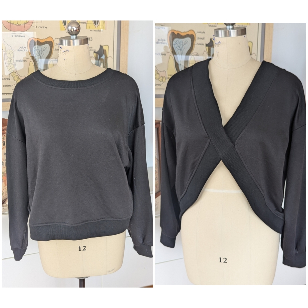 Elegant Black Reversible Cross-Back Top L